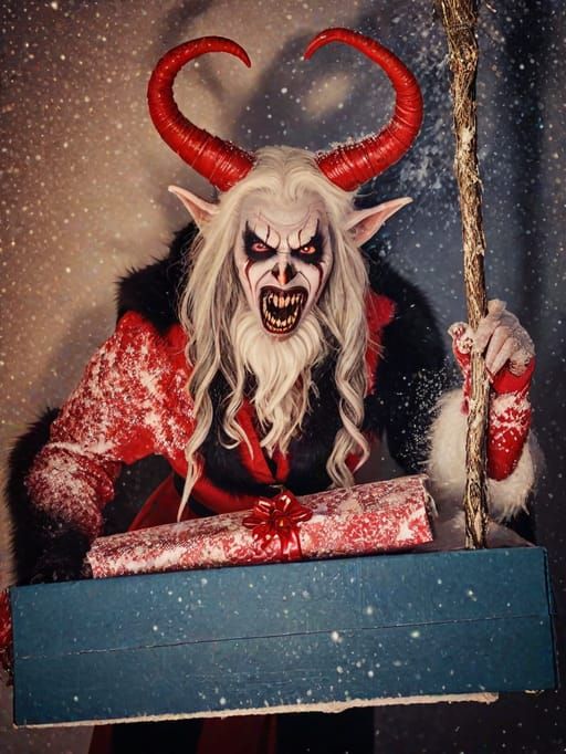 Creepy female version of krampus from krampus horror movie l...