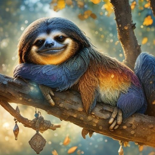 Sloth and Horse: Dreamy Watercolor Fantasy Art