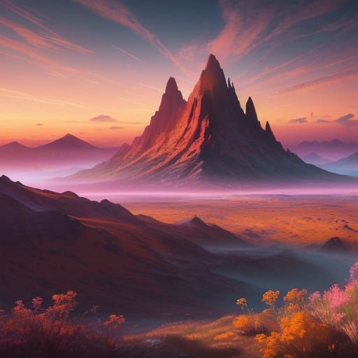 Epic Sunset in a Fantasy Realm