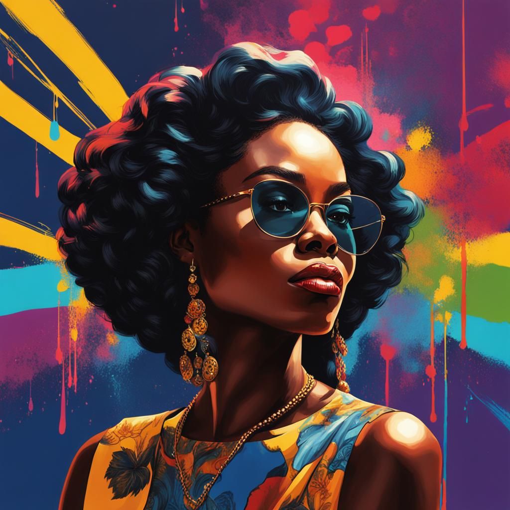 Digital painting of a beautiful black woman in Andy Warhol s...