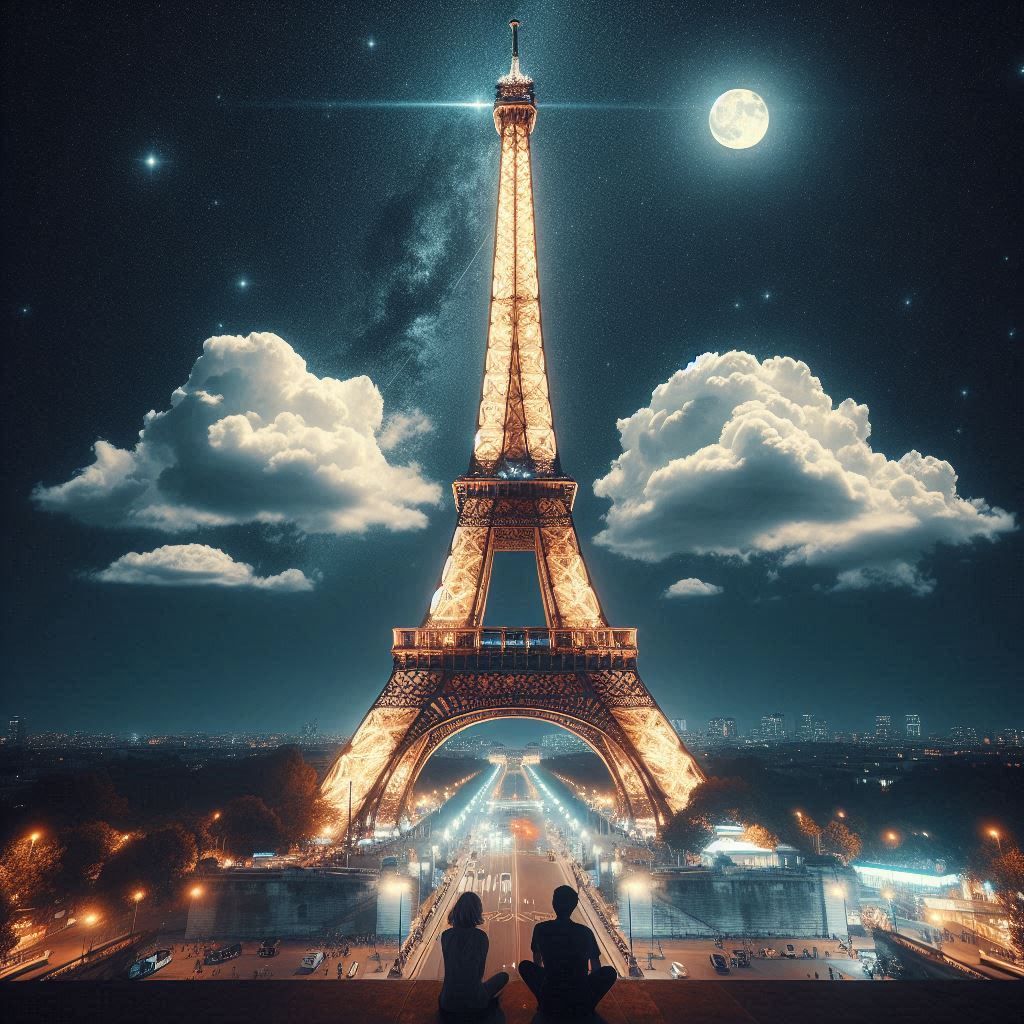 Eiffel tower at night