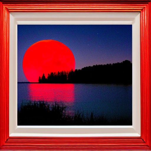 red Aesthetic moon over the lake AI Generated Artwork NightCafe Creator