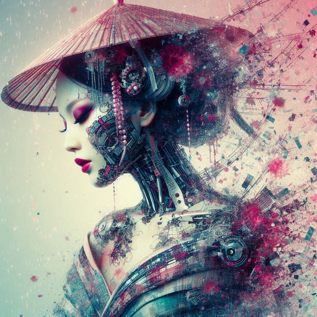 double exposure beautiful fantasy DALL-E 3 portrait landscape..
