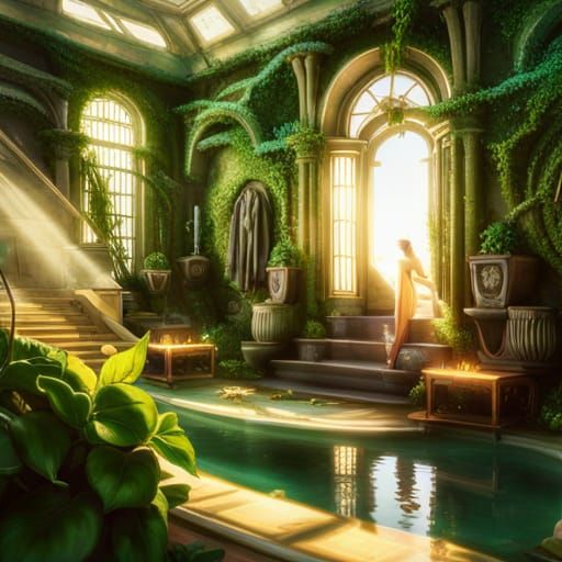 solarpunk bathhouse - AI Generated Artwork - NightCafe Creator