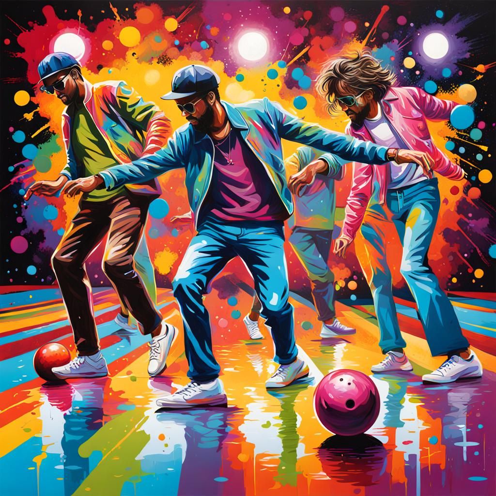 Disco Bowling with dancers graffiti art, splash art, street ...