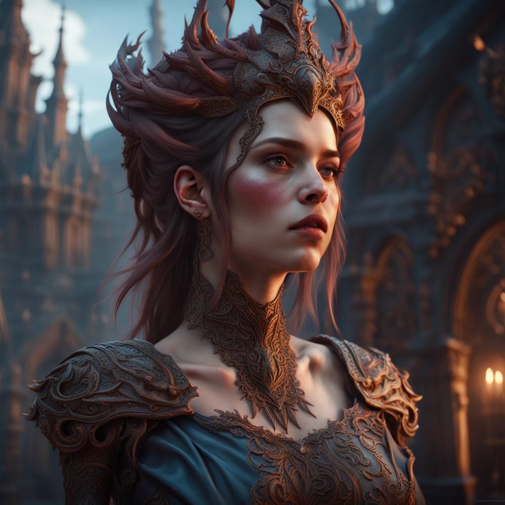 Bewitched Girl in Detailed Matte Painting