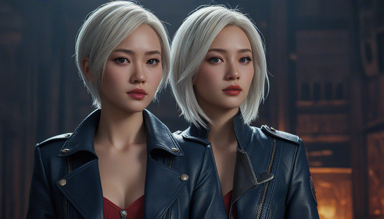 Regal Asian Beauty in Navy Military Jacket