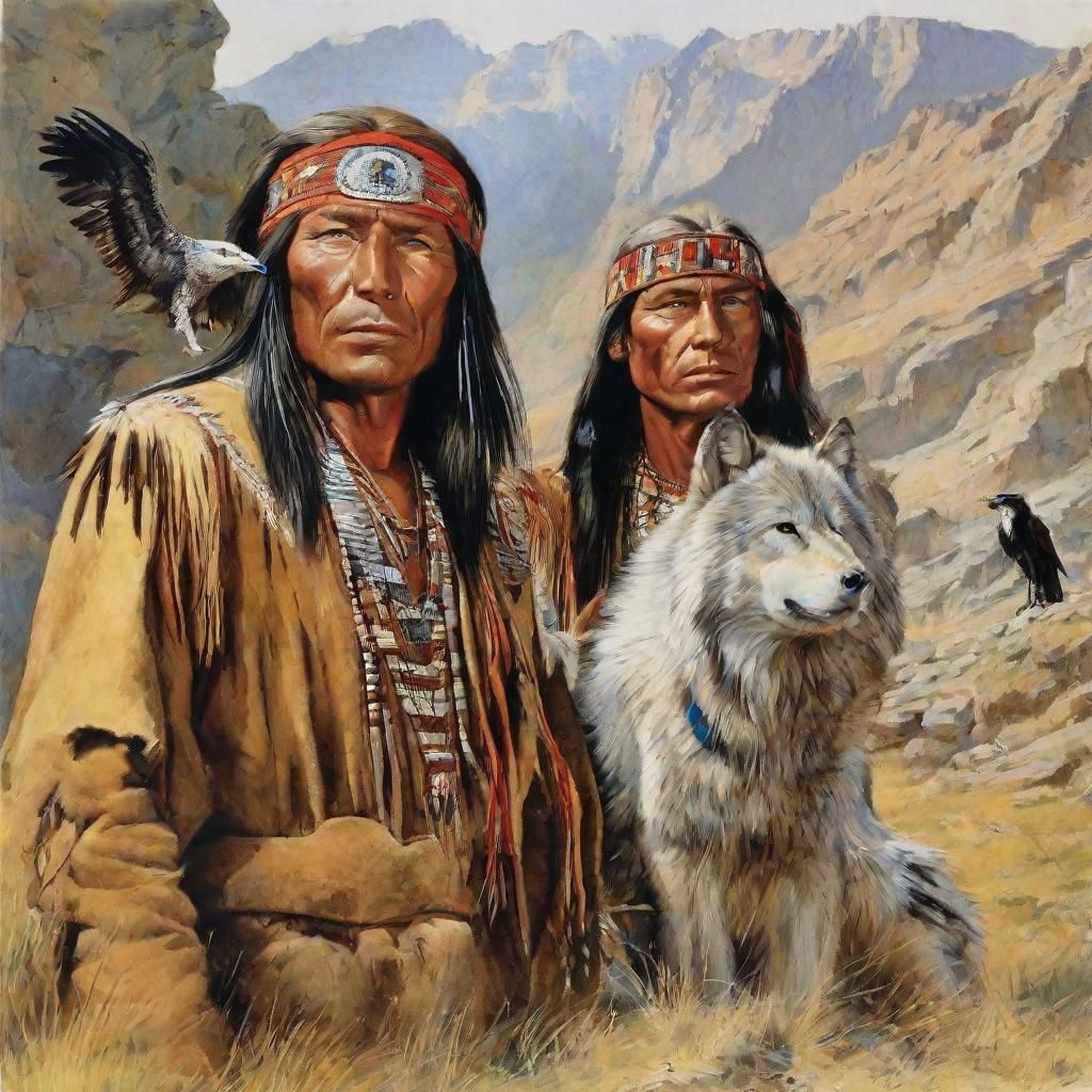 Winnetou mit Adler und Wolf