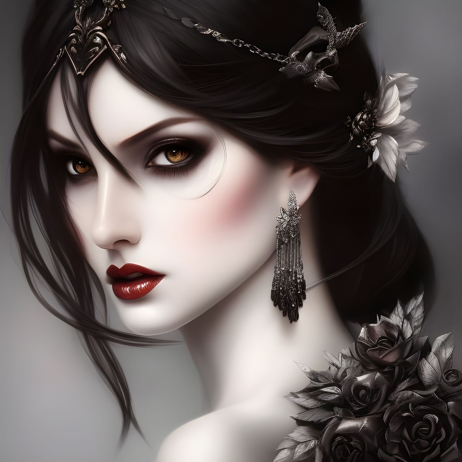 beautiful dark haired girl - AI Generated Artwork - NightCafe Creator