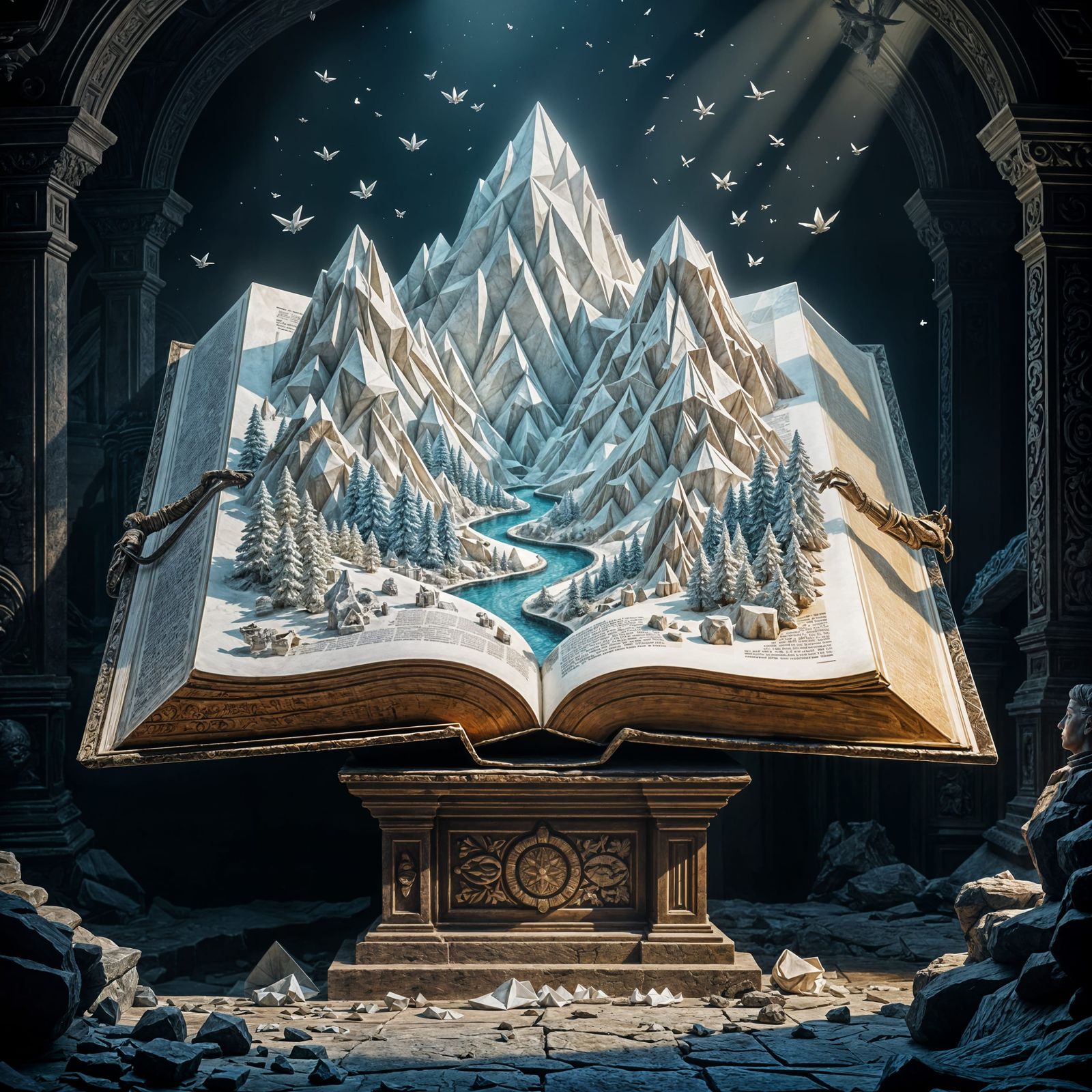 English: An epic digital painting in the "Night Cafe Art" style, depicting a vast and incomprehensibly ...  by @yisrali-geae