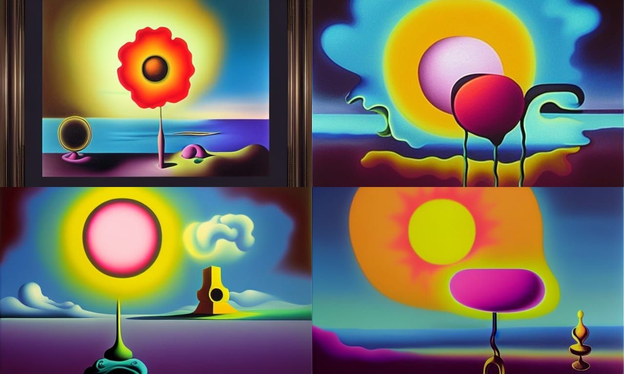 flower and the sun synthwave neon retro surrealism Salvador ...
