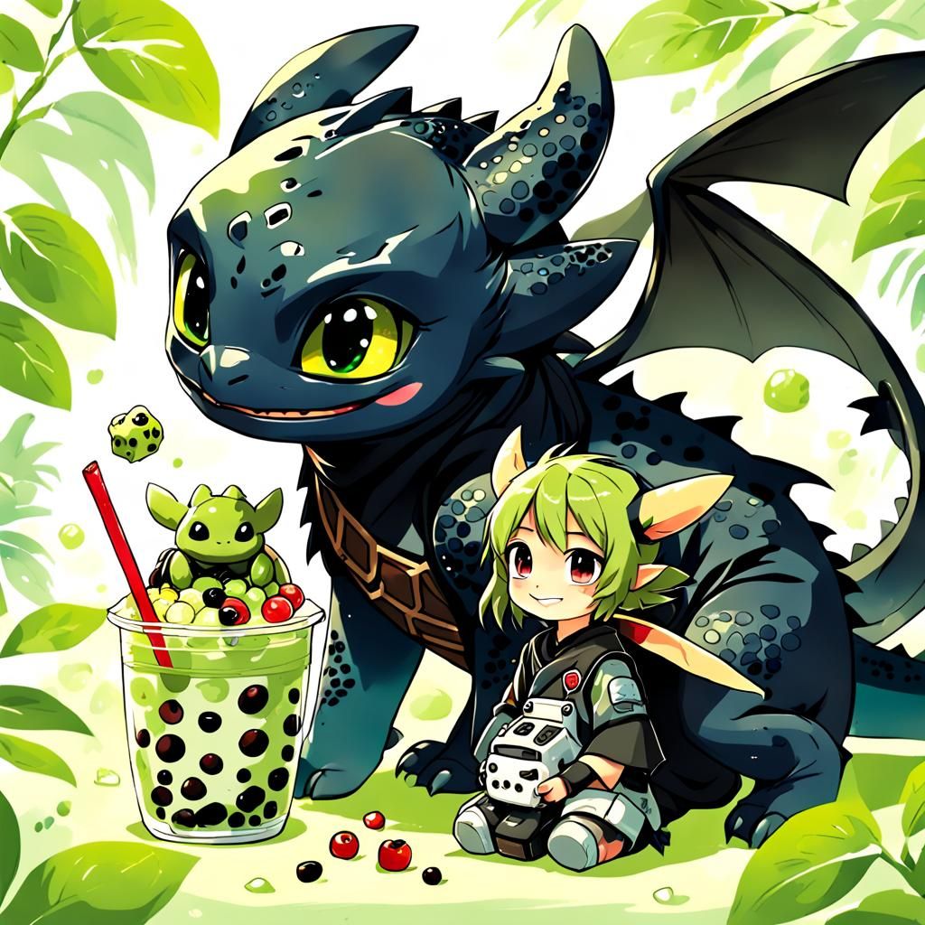 Toothless with boba