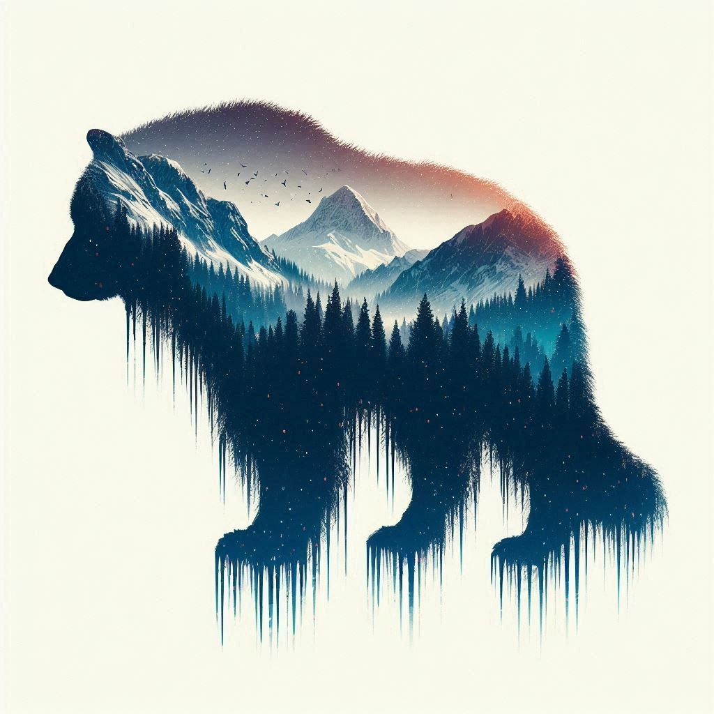 double exposure beautiful fantasy DALL-E 3 portrait landscap...