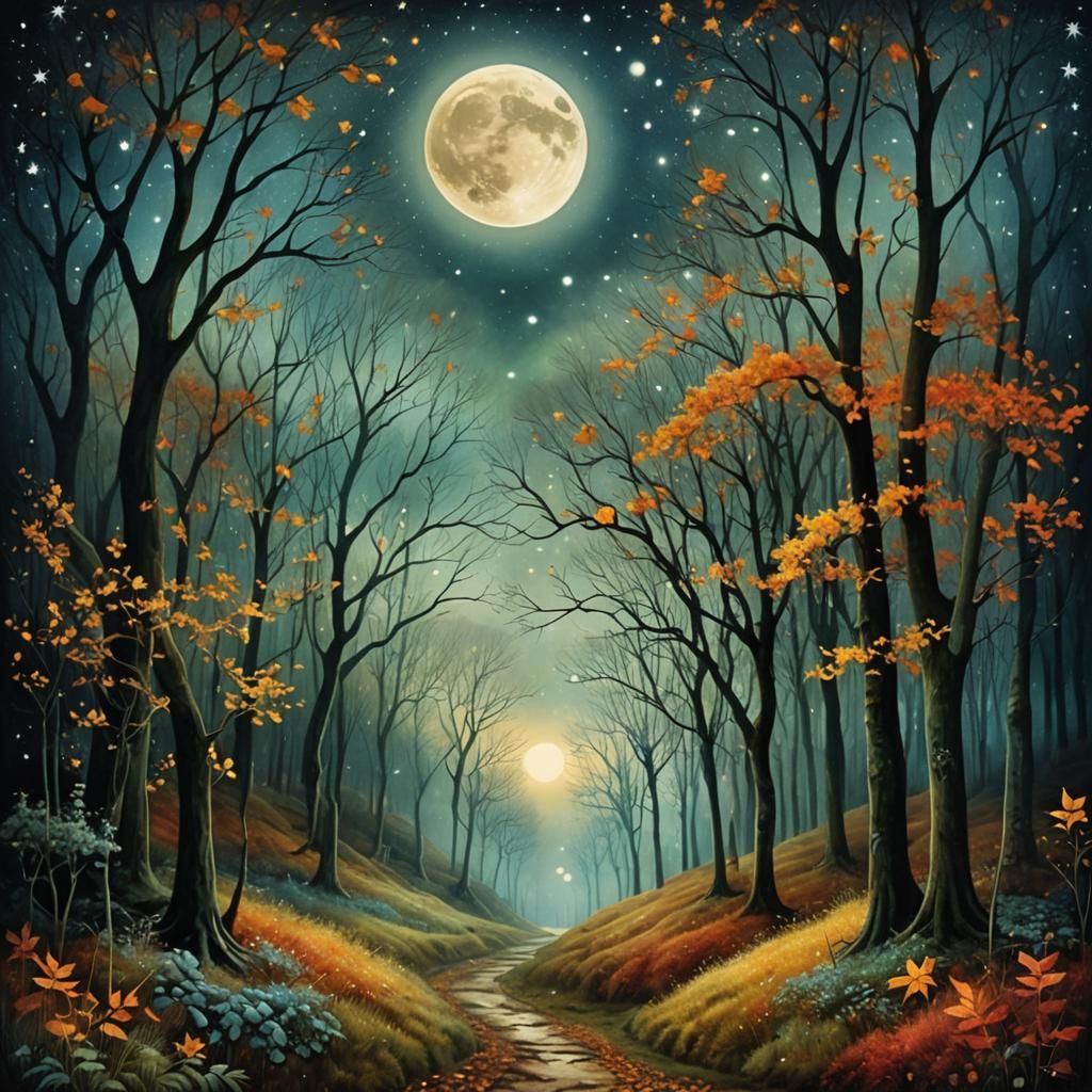 Through the Woods on an Autumn Night  by @Kallistratia