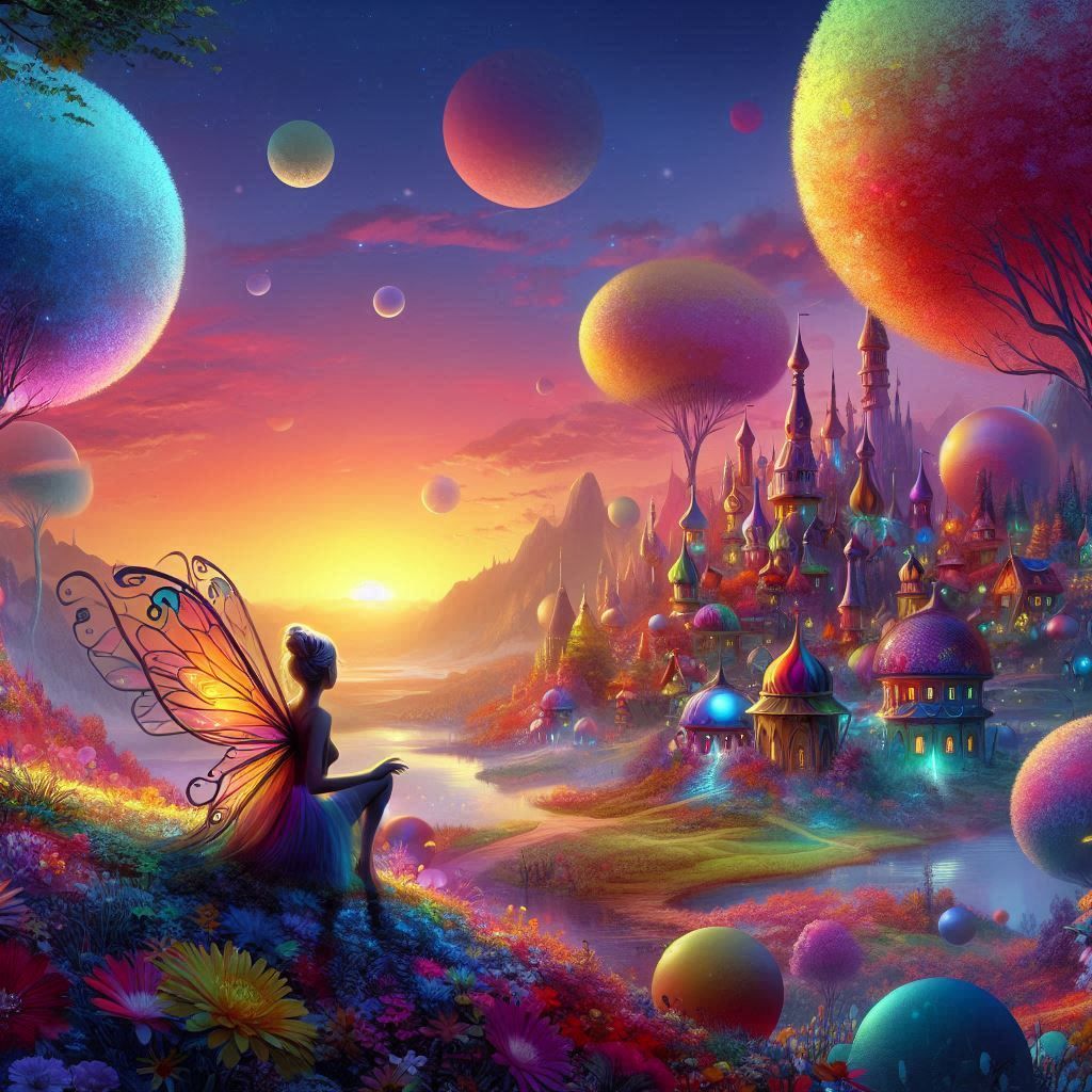 Fairy in a whimsical fantasy dusk view  by @Zaza Zulkifle