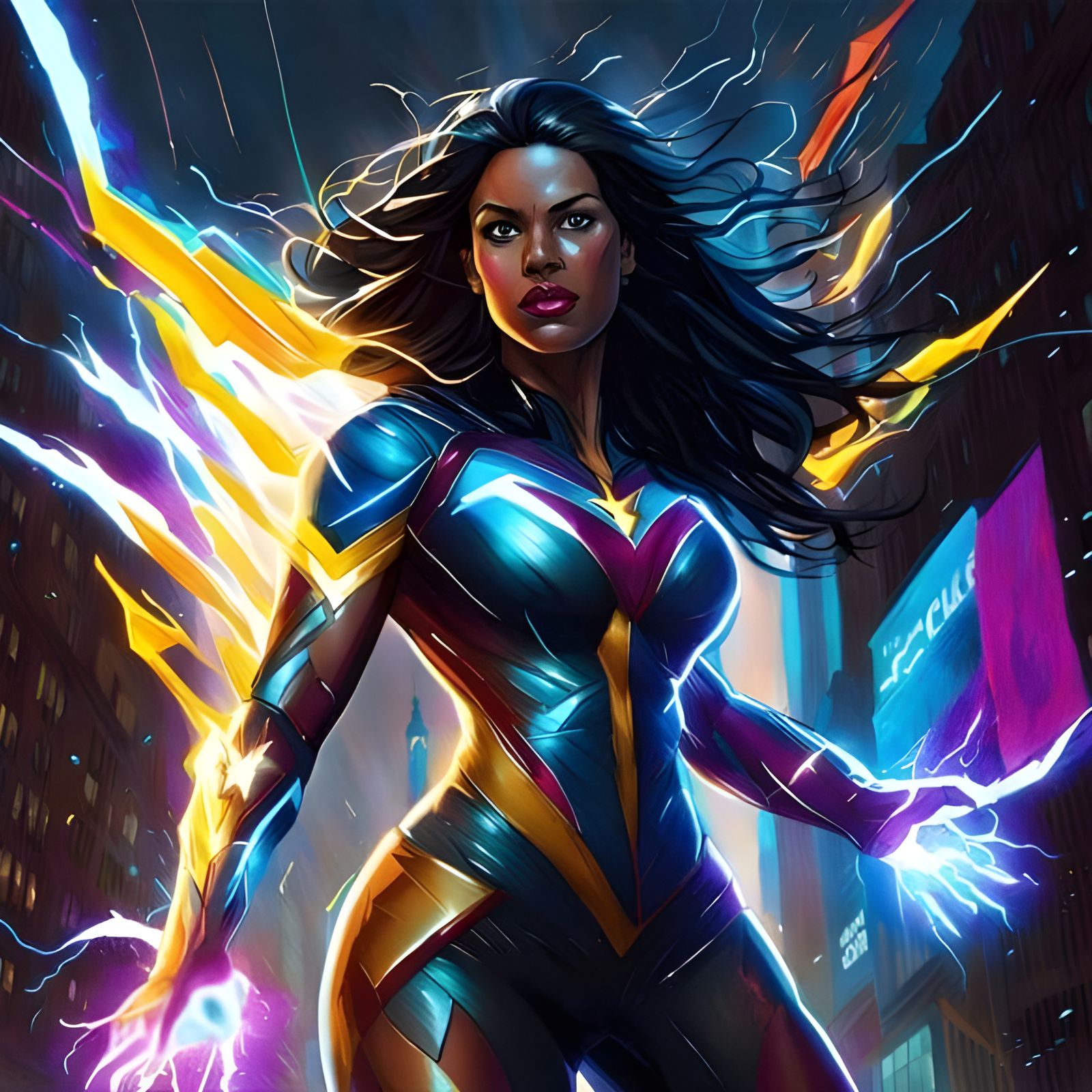 female superhero with lightening power false