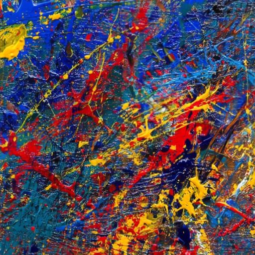 Abstract Expressionist Painting with Dynamic Brushstrokes