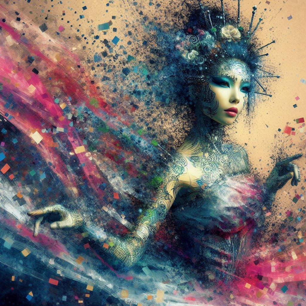 double exposure beautiful fantasy DALL-E 3 portrait landscape..