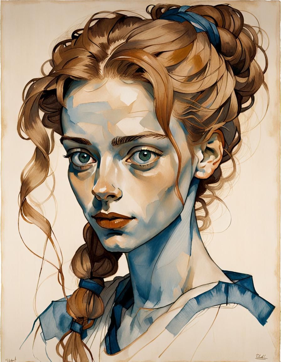 Portrait of the Girl with Grey Eyes by Egon Schiele   by @KBunny001