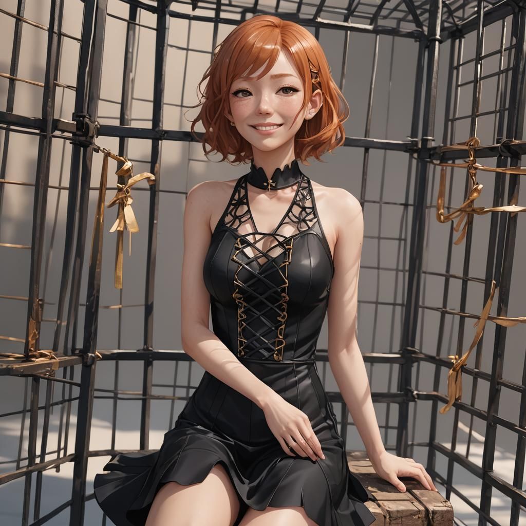 masterpiece, distinct, highres, tall, sit, cage, 1girl, asia...