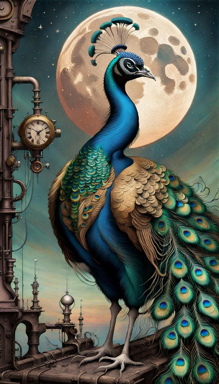 Peacock And Moon