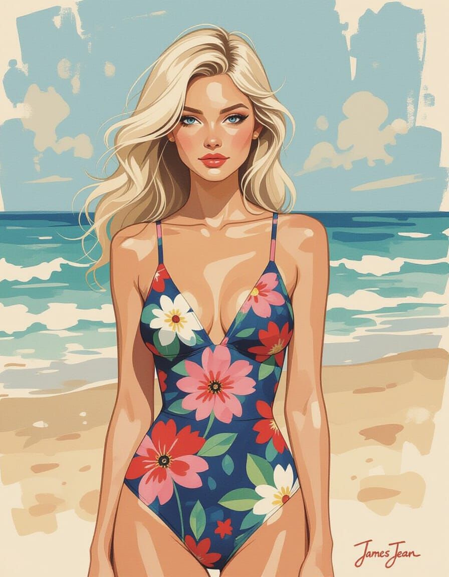 The Beach Let Her Keep the Flowers as a Souvenir  by @ShuruAI