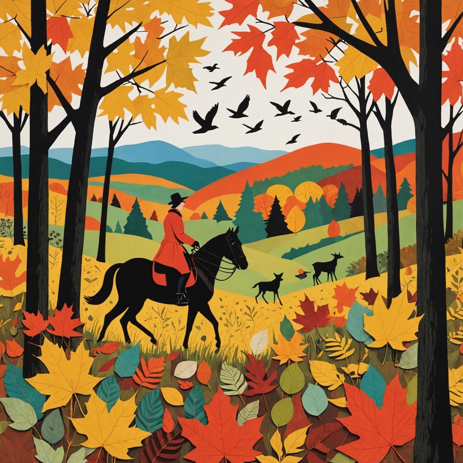Autumn Hunt Paper Collage