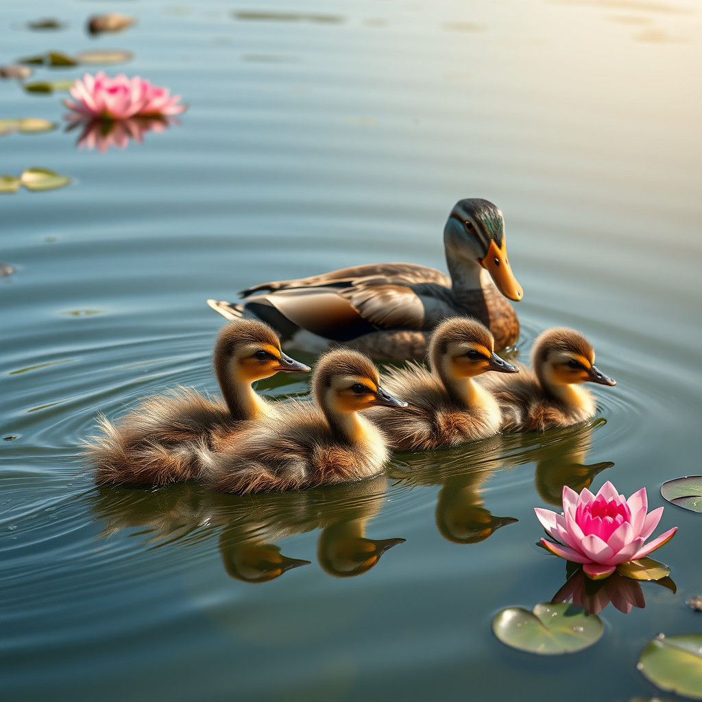 mother duck with ducklings  by @Pseudonym