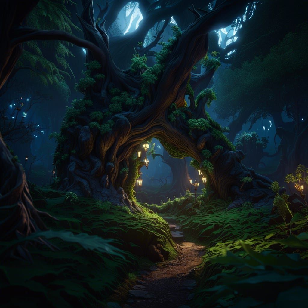 Night elvish forest - AI Generated Artwork - NightCafe Creator