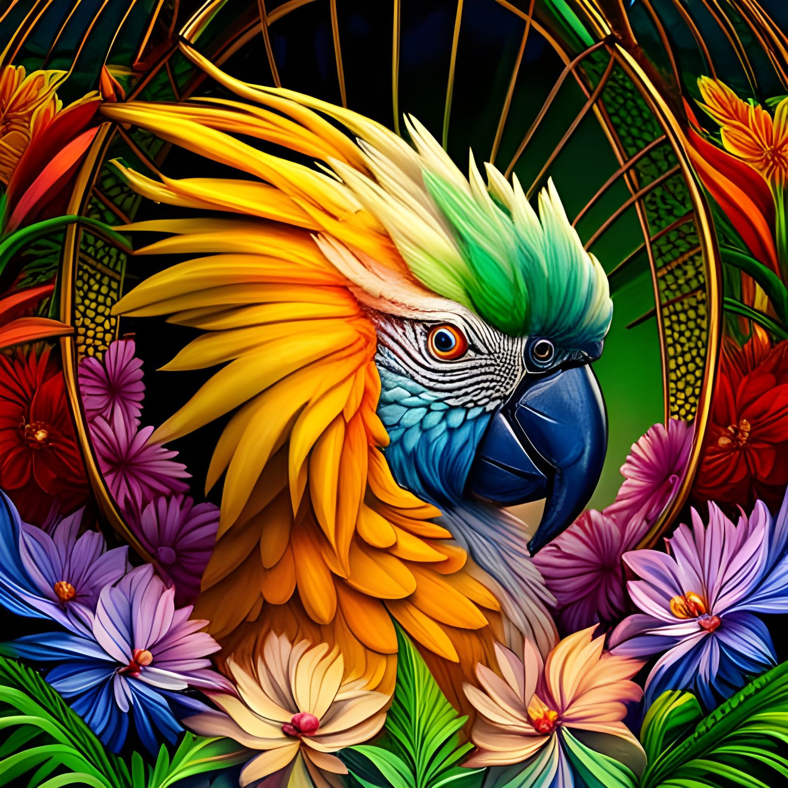 Cockatoo with flower disguise  by @Menno