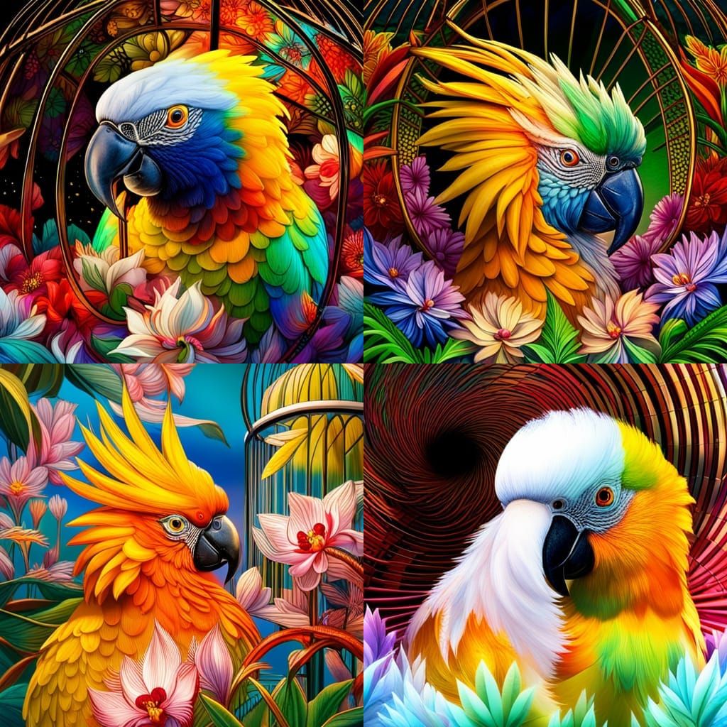 Cockatoo with flower disguise