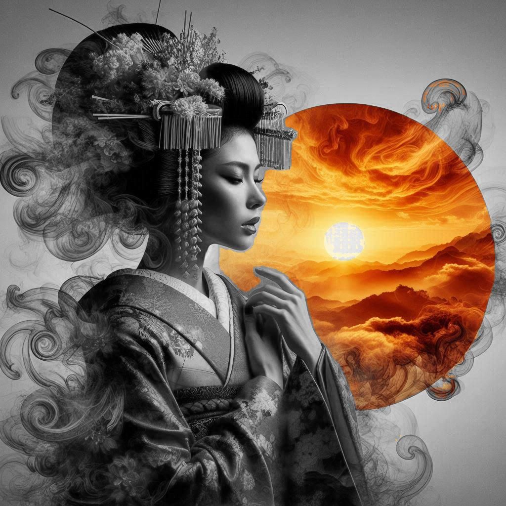 Geisha smoke and sunrise