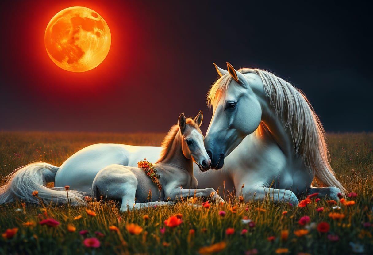 A majestic white stallion