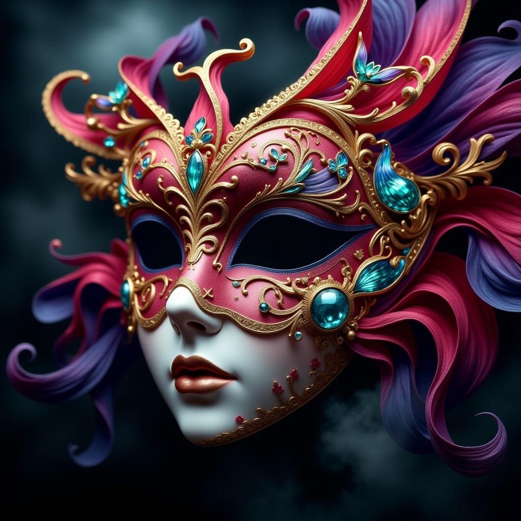 Ethereal Venetian Mask in Baroque Splendor