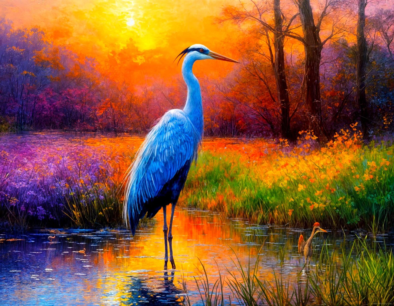 the heron's sunset  by @lawrencelot