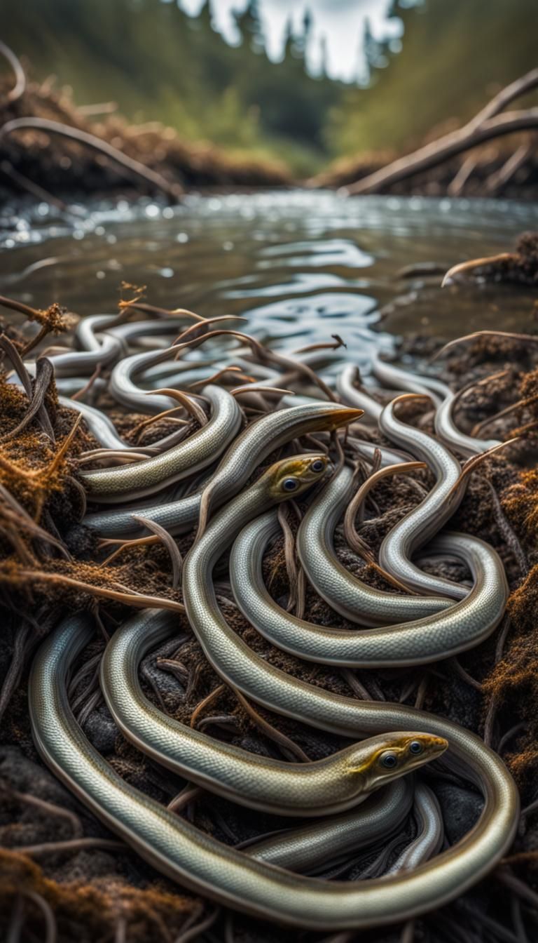 Elvers in natural habitat