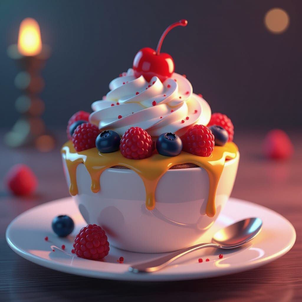 Vibrant 3D Render of a Tasty Dessert