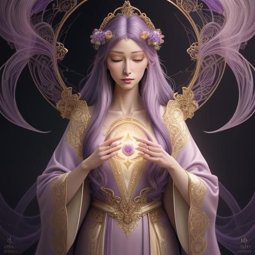 Divine Androgynous Figure in Ethereal Illustration Style