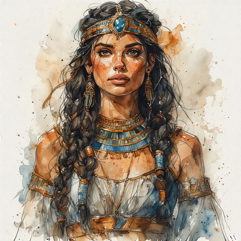 Cleopatra Selene II with Braided Hair wearing Egyptian Gown ...