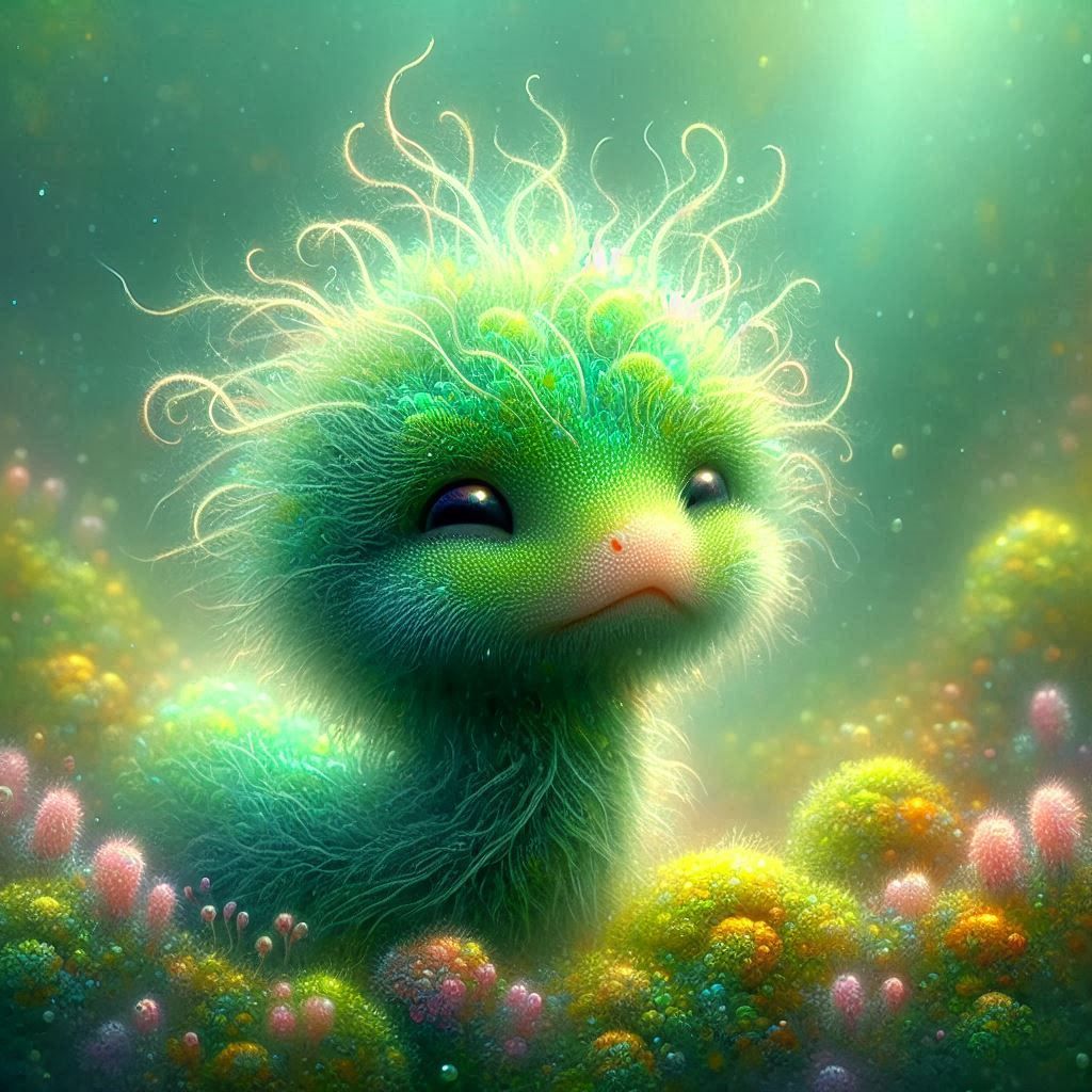 Adorably Cute Fuzzy Fluffy Moss Baby Moss Snake