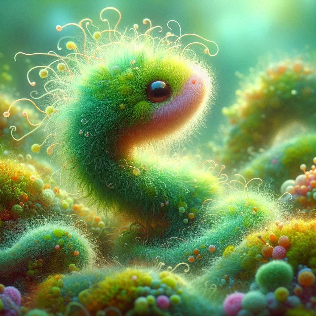 Adorably Cute Fuzzy Fluffy Moss Baby Moss Snake