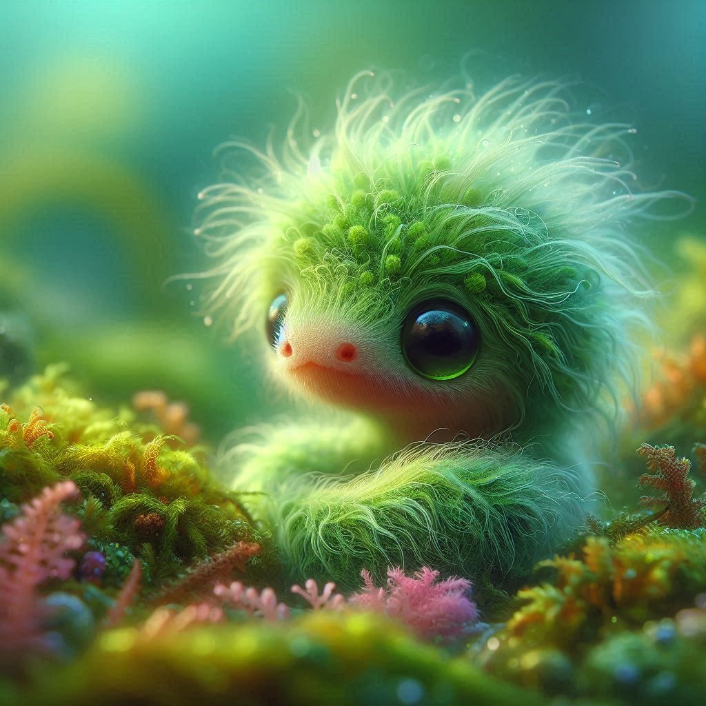 Adorably Cute Fuzzy Fluffy Moss Baby Moss Snake