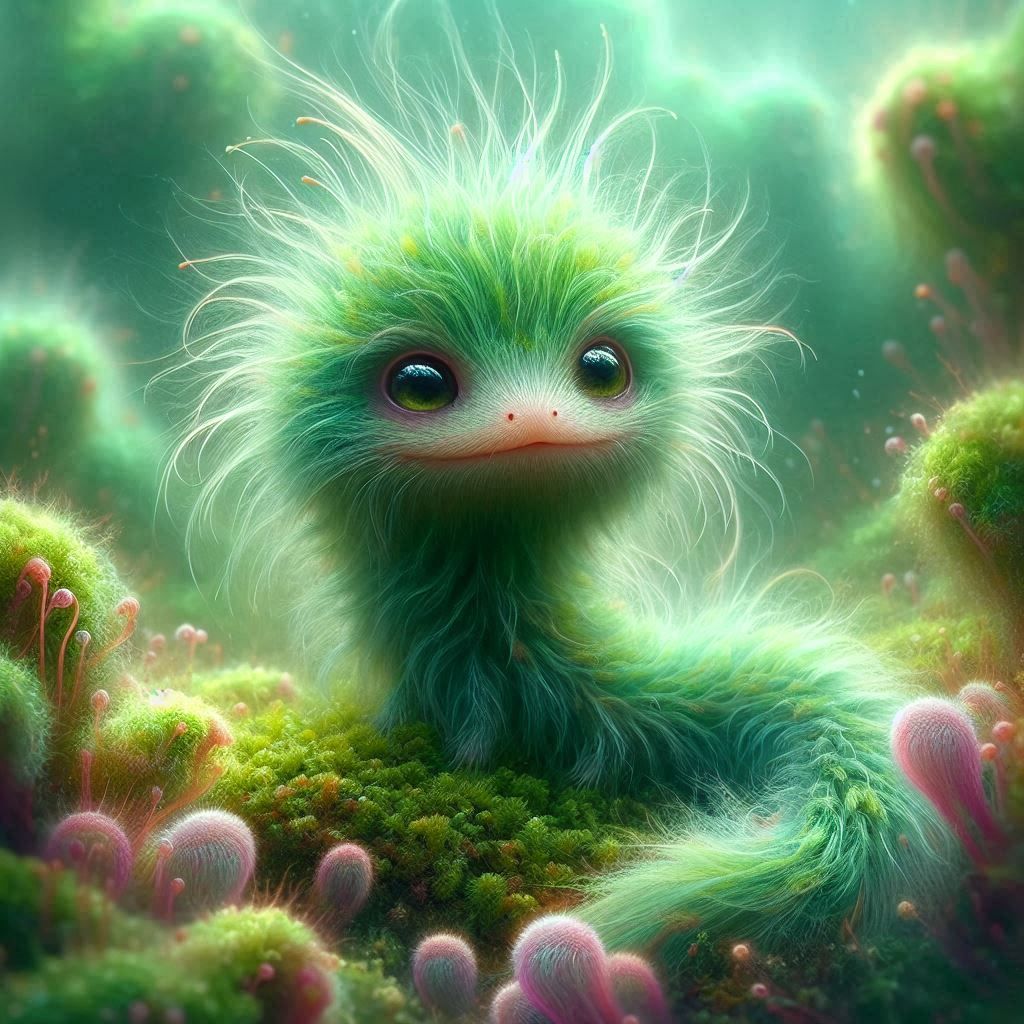 Adorably Cute Fuzzy Fluffy Moss Baby Moss Snake