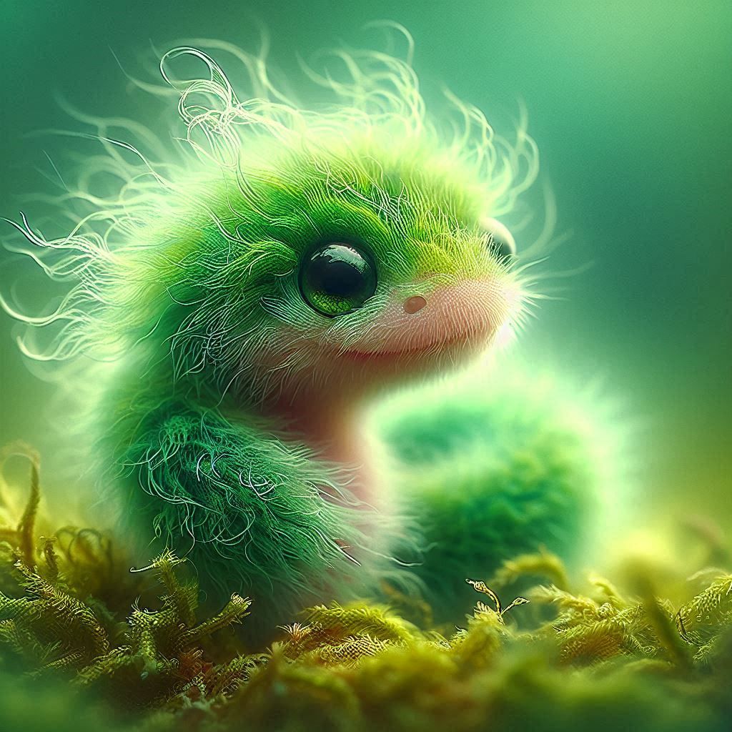 Adorably Cute Fuzzy Fluffy Moss Baby Moss Snake