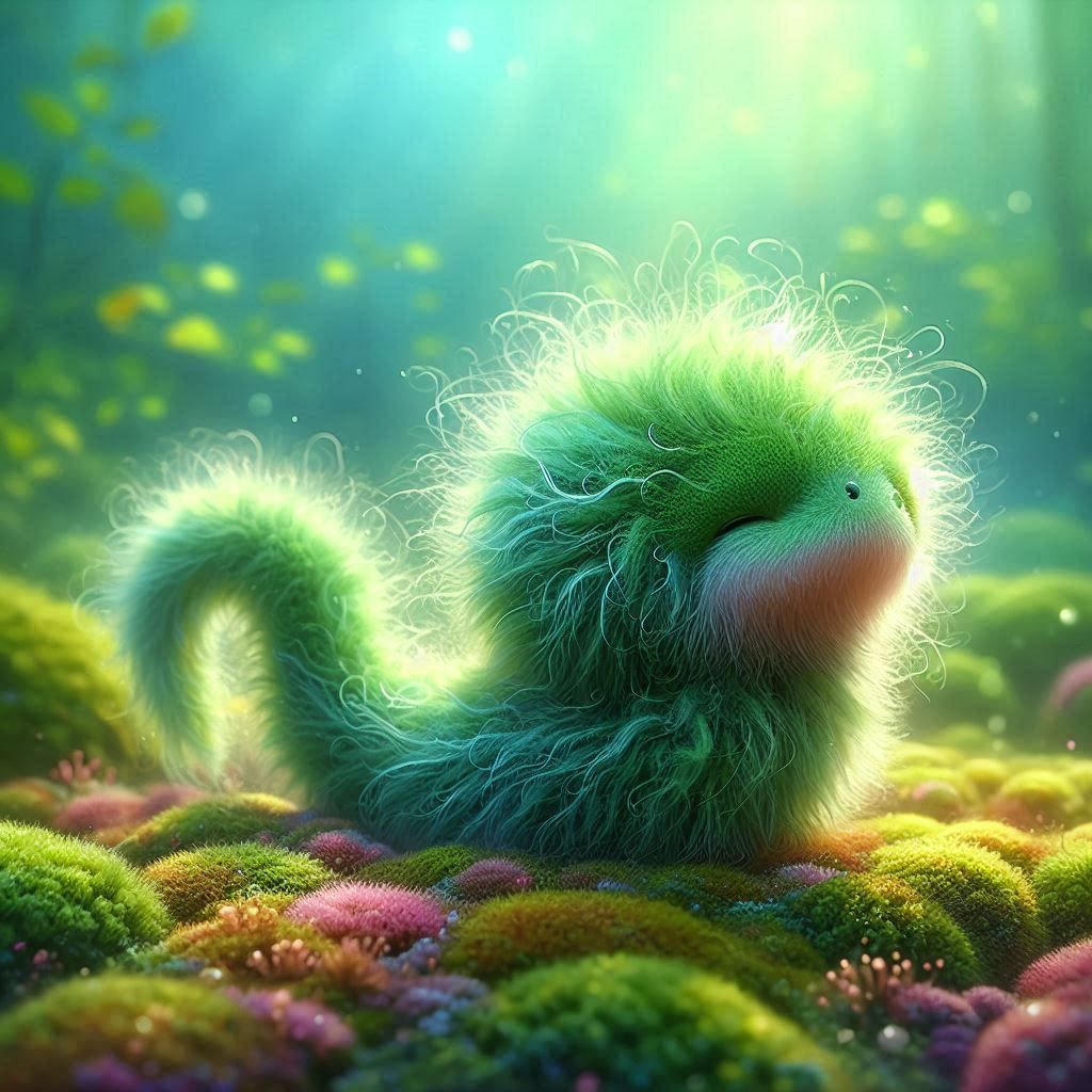 Adorably Cute Fuzzy Fluffy Moss Baby Moss Snake