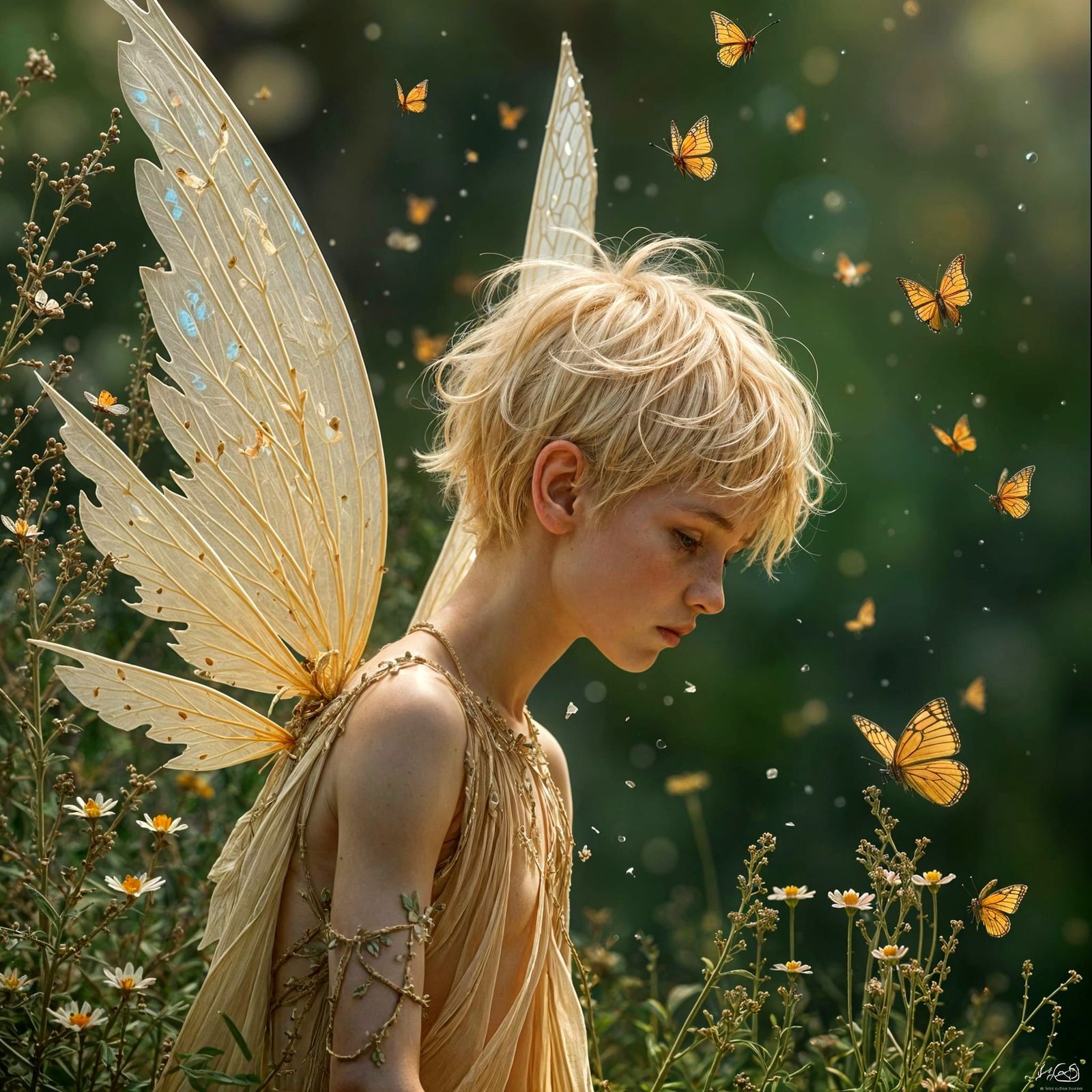 Detailed Fairy Boy with Broken Wings
