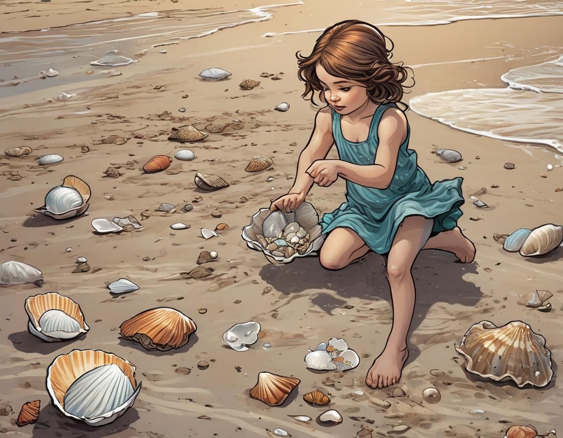 Little girl at the beach