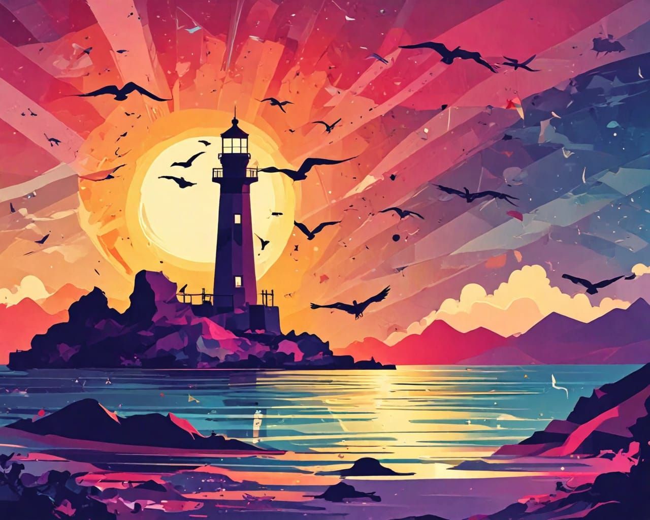 Lighthouse. Abstract scene.