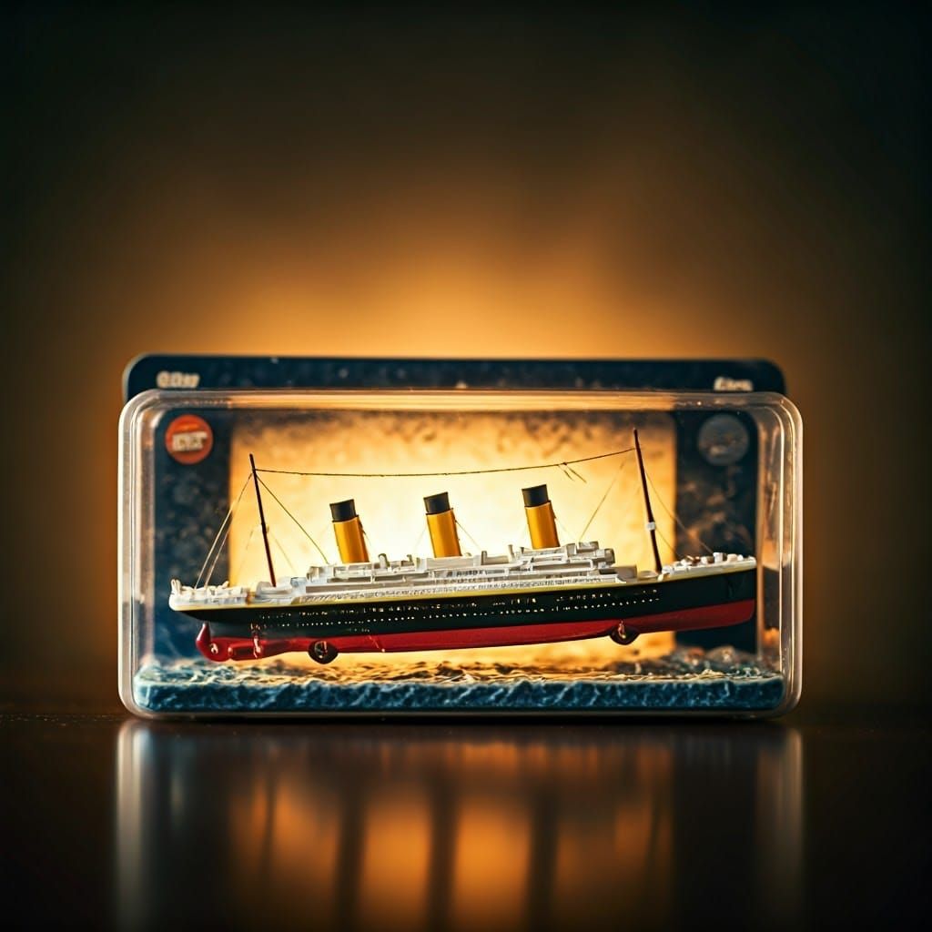 Illuminated, nostalgic diecast diorama of the broken in half...