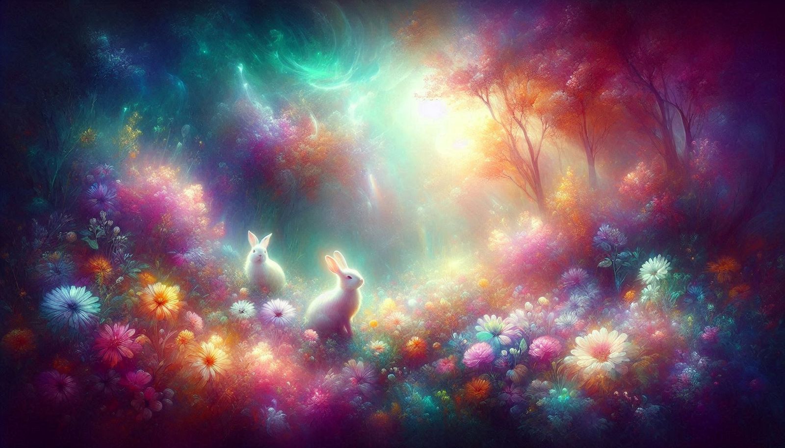 Bunnies in a magical park